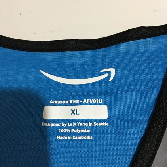 Amazon Blue Employee Uniform Vest Unisex Sleeveless Zip Up Size XL - Picture 4 of 9